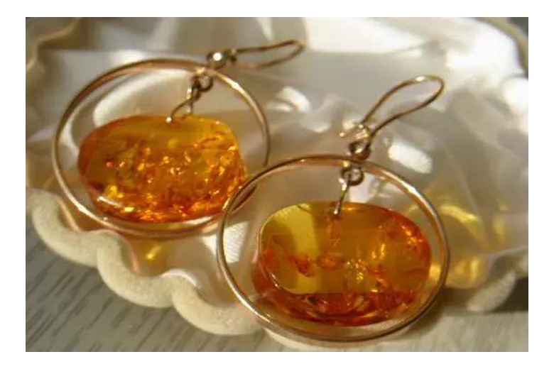 Russian Soviet silver rose gold plated 925 Amber earrings veab005